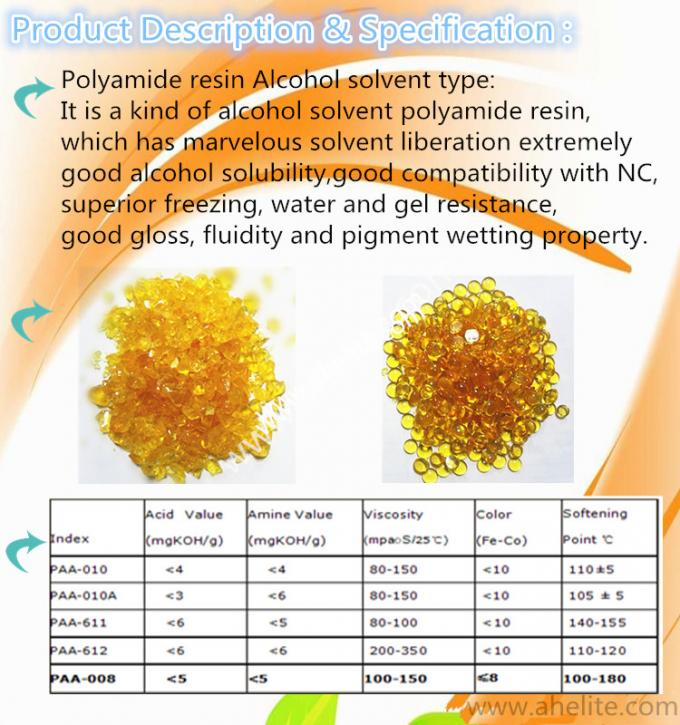 Yellow Granules Coating Resins CoSolvent / Alcohol Soluble Polyamide